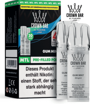 Al Fakher 600er Pods Gum Mint – süßer Minzkaugummi-Geschmack mit 20 mg Nikotin für Al Fakher 600er Akkuträger