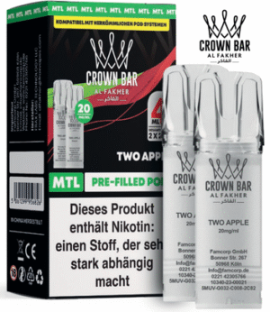 Al Fakher 600er Pods Two Apple – intensiver Doppelapfel-Geschmack mit 20 mg Nikotin für Al Fakher 600er Akkuträger