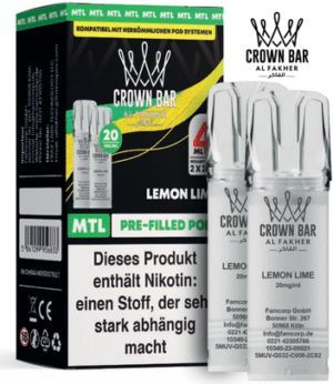 Al Fakher 600er Pods Lemon Lime – spritziger Zitrusgeschmack mit 20 mg Nikotin für Al Fakher 600er Akkuträger