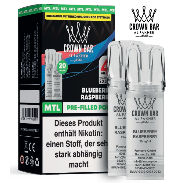 Al Fakher 600er Pods 20mg (2er Pack) | BLUEBERRY RASPBERRY