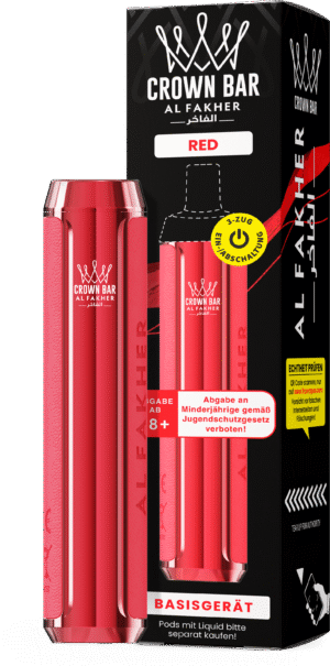 Al Fakher 600er Akkuträger Red – kompakter, wiederaufladbarer Akku für Al Fakher 600 Pods, magnetisches Stecksystem